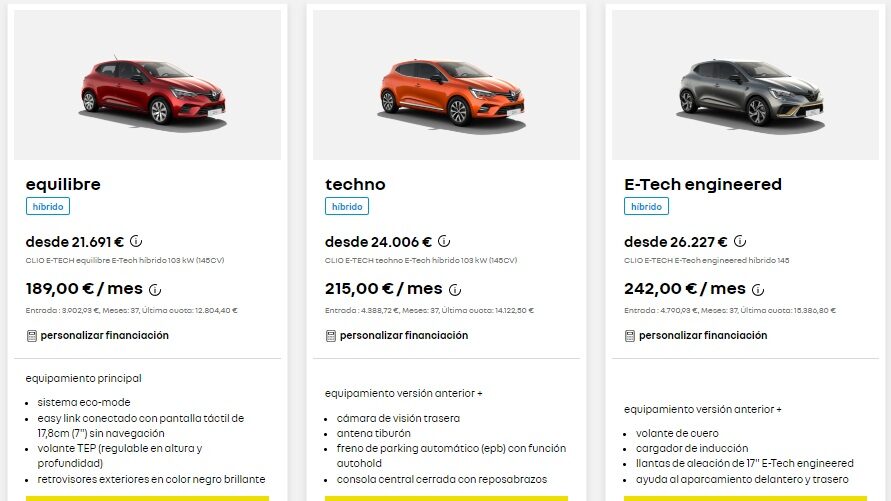 Renault Clio 2022: precios y equipamientos para España de su nueva gama…  ¡con diésel e híbridos incluidos! - Autofácil